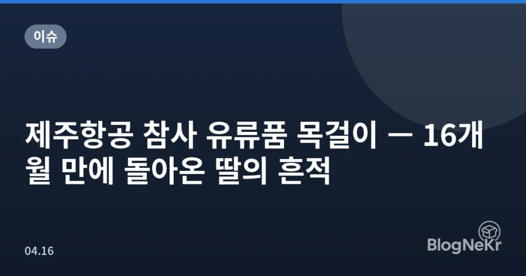제주항공 참사 유류품 목걸이 — 16개월 만에 돌아온 딸의 흔적