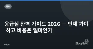 응급실 완벽 가이드 2026 — 언제 가야 하고 비용은 얼마인가