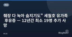 췌장 다 녹아 숨지기도” 세월호 유가족 후유증 — 12년간 최소 19명 추가 사망