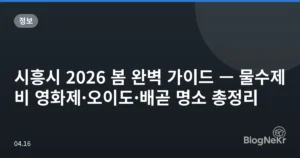 시흥시 2026 봄 완벽 가이드 — 물수제비 영화제·오이도·배곧 명소 총정리