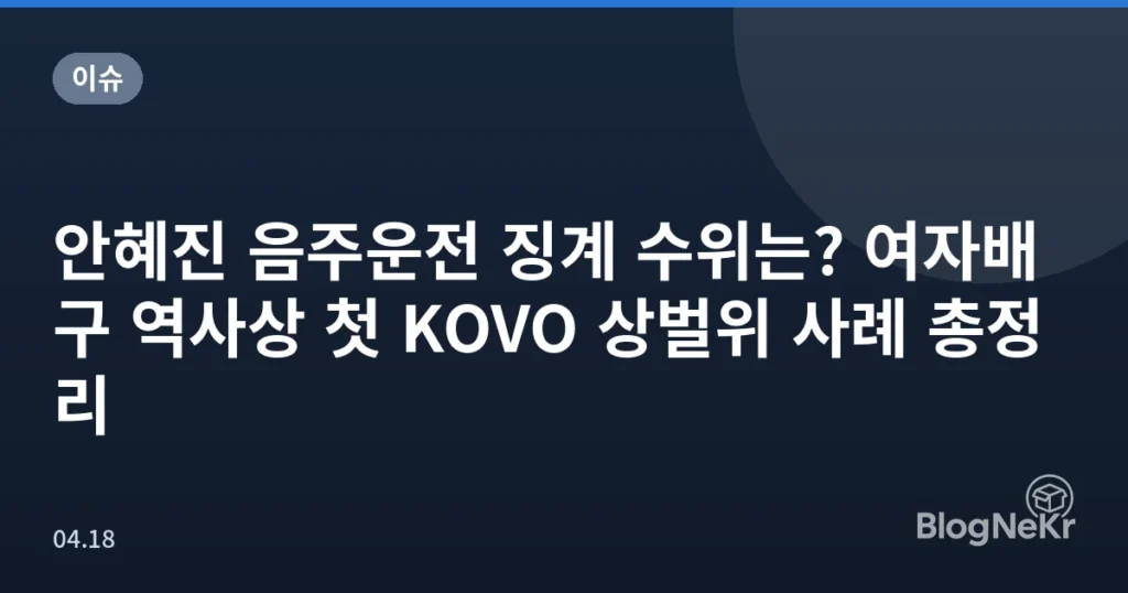 안혜진 음주운전 징계 수위는? 여자배구 역사상 첫 KOVO 상벌위 사례 총정리