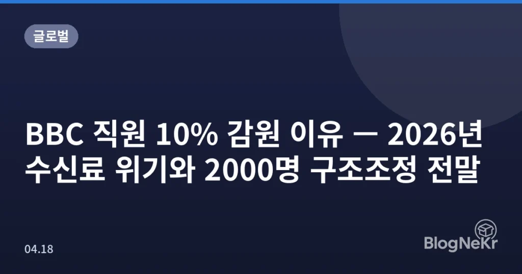 BBC 직원 10% 감원 이유 — 2026년 수신료 위기와 2000명 구조조정 전말