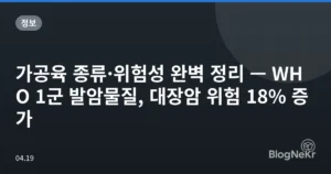 가공육 종류·위험성 완벽 정리 — WHO 1군 발암물질, 대장암 위험 18% 증가