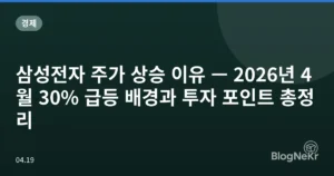 삼성전자 주가 상승 이유 — 2026년 4월 30% 급등 배경과 투자 포인트 총정리