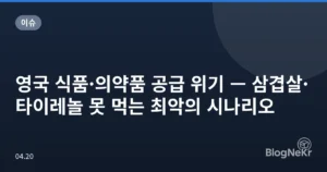 영국 식품·의약품 공급 위기 — 삼겹살·타이레놀 못 먹는 최악의 시나리오