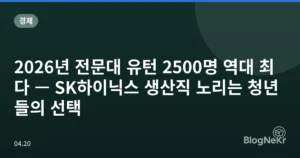 2026년 전문대 유턴 2500명 역대 최다 — SK하이닉스 생산직 노리는 청년들의 선택