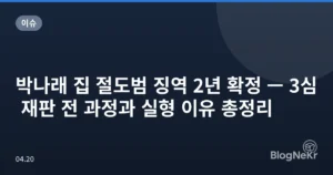 박나래 집 절도범 징역 2년 확정 — 3심 재판 전 과정과 실형 이유 총정리