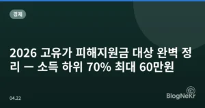 2026 고유가 피해지원금 대상 완벽 정리 — 소득 하위 70% 최대 60만원