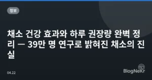 채소 건강 효과와 하루 권장량 완벽 정리 — 39만 명 연구로 밝혀진 채소의 진실