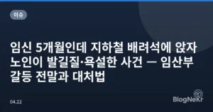 임신 5개월인데 지하철 배려석에 앉자 노인이 발길질·욕설한 사건 — 임산부 갈등 전말과 대처법