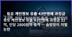 듀오 개인정보 유출 43만명에 과징금 12억, 인당 2800원의 충격 — 솜방망이 처벌 논란