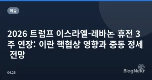 2026 트럼프 이스라엘-레바논 휴전 3주 연장: 이란 핵협상 영향과 중동 정세 전망