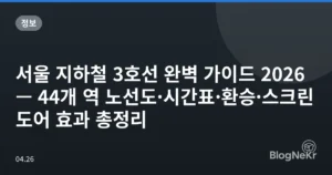 서울 지하철 3호선 완벽 가이드 2026 — 44개 역 노선도·시간표·환승·스크린도어 효과 총정리