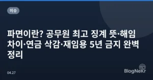 파면이란? 공무원 최고 징계 뜻·해임 차이·연금 삭감·재임용 5년 금지 완벽 정리