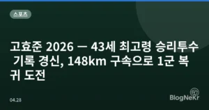 고효준 2026 — 43세 최고령 승리투수 기록 경신, 148km 구속으로 1군 복귀 도전