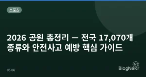 2026 공원 총정리 — 전국 17,070개 종류와 안전사고 예방 핵심 가이드