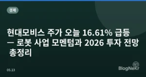 현대모비스 주가 오늘 16.61% 급등 — 로봇 사업 모멘텀과 2026 투자 전망 총정리