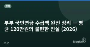 부부 국민연금 수급액 완전 정리 — 평균 120만원의 불편한 진실 (2026)