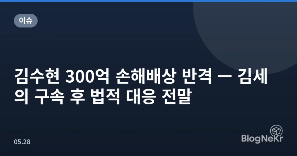 김수현 300억 손해배상 반격 — 김세의 구속 후 법적 대응 전말