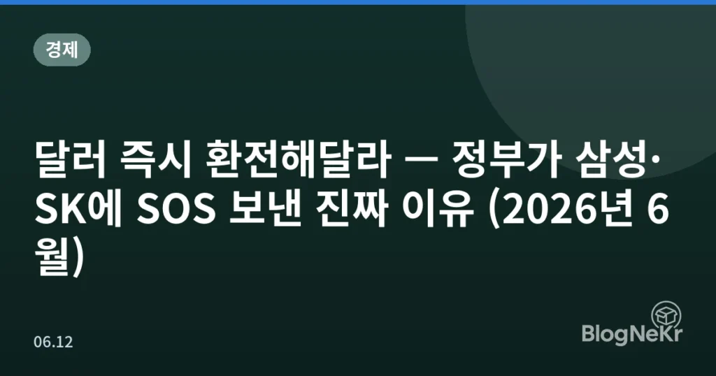 달러 즉시 환전해달라 — 정부가 삼성·SK에 SOS 보낸 진짜 이유 (2026년 6월)