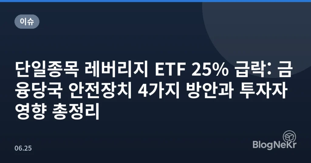 단일종목 레버리지 ETF 25% 급락: 금융당국 안전장치 4가지 방안과 투자자 영향 총정리