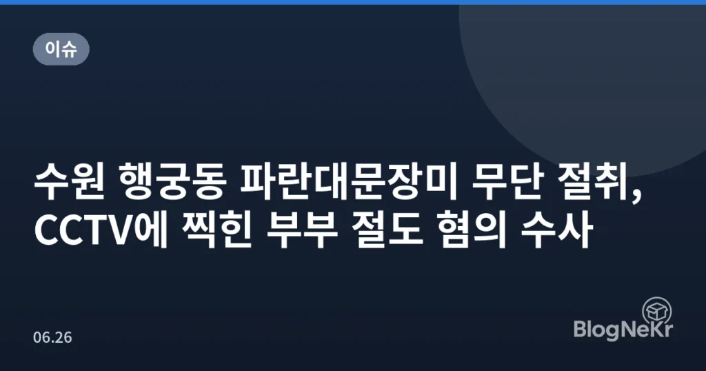 수원 행궁동 파란대문장미 무단 절취, CCTV에 찍힌 부부 절도 혐의 수사