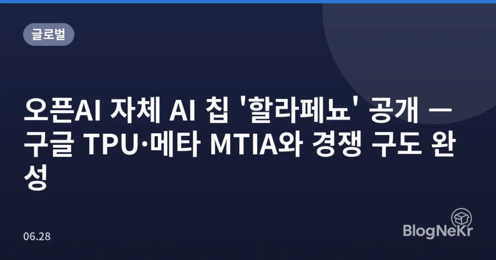 오픈AI 자체 AI 칩 '할라페뇨' 공개 — 구글 TPU·메타 MTIA와 경쟁 구도 완성