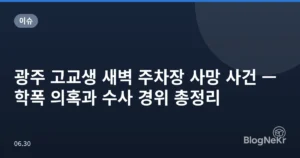 광주 고교생 새벽 주차장 사망 사건 — 학폭 의혹과 수사 경위 총정리