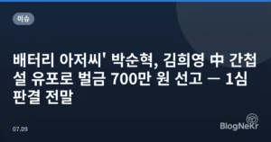배터리 아저씨’ 박순혁, 김희영 中 간첩설 유포로 벌금 700만 원 선고 — 1심 판결 전말