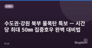 수도권·강원 북부 물폭탄 특보 — 시간당 최대 50㎜ 집중호우 완벽 대비법