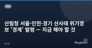 산림청 서울·인천·경기 산사태 위기경보 ‘경계’ 발령 — 지금 해야 할 것