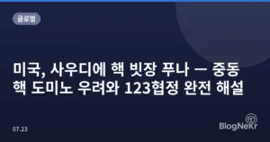 미국, 사우디에 핵 빗장 푸나 — 중동 핵 도미노 우려와 123협정 완전 해설