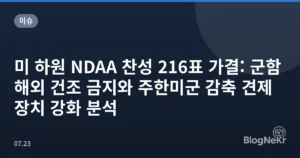 미 하원 NDAA 찬성 216표 가결: 군함 해외 건조 금지와 주한미군 감축 견제 장치 강화 분석