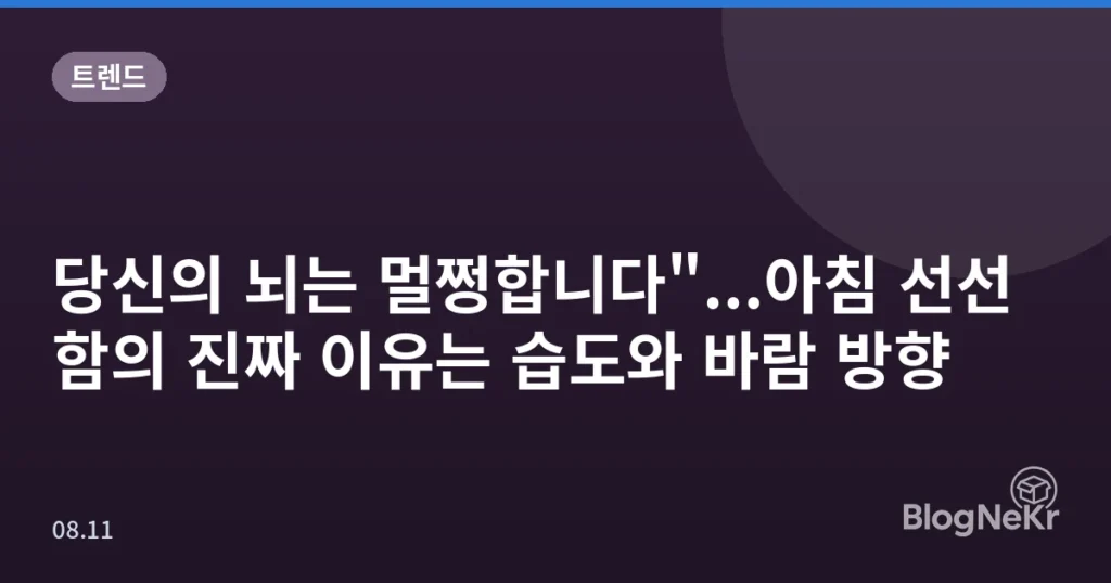 당신의 뇌는 멀쩡합니다"...아침 선선함의 진짜 이유는 습도와 바람 방향