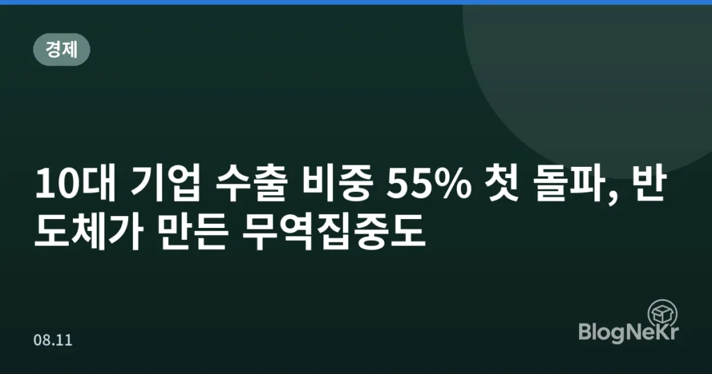 10대 기업 수출 비중 55% 첫 돌파, 반도체가 만든 무역집중도