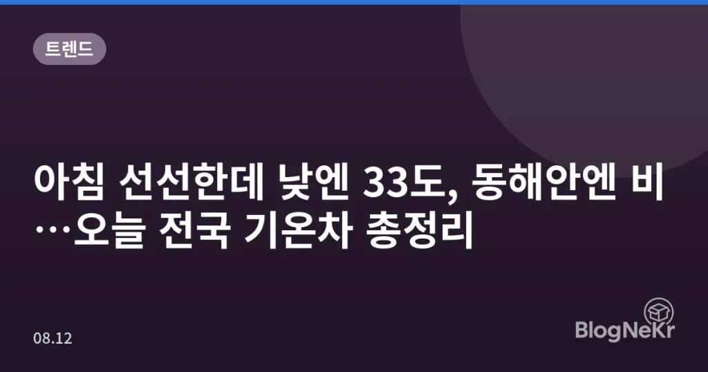 아침 선선한데 낮엔 33도, 동해안엔 비…오늘 전국 기온차 총정리