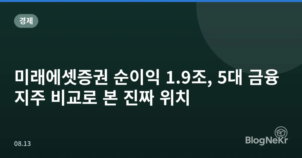 미래에셋증권 순이익 1.9조, 5대 금융지주 비교로 본 진짜 위치
