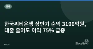 한국씨티은행 상반기 순익 3196억원, 대출 줄어도 이익 75% 급증