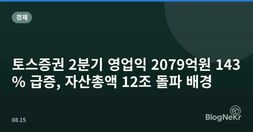토스증권 2분기 영업익 2079억원 143% 급증, 자산총액 12조 돌파 배경