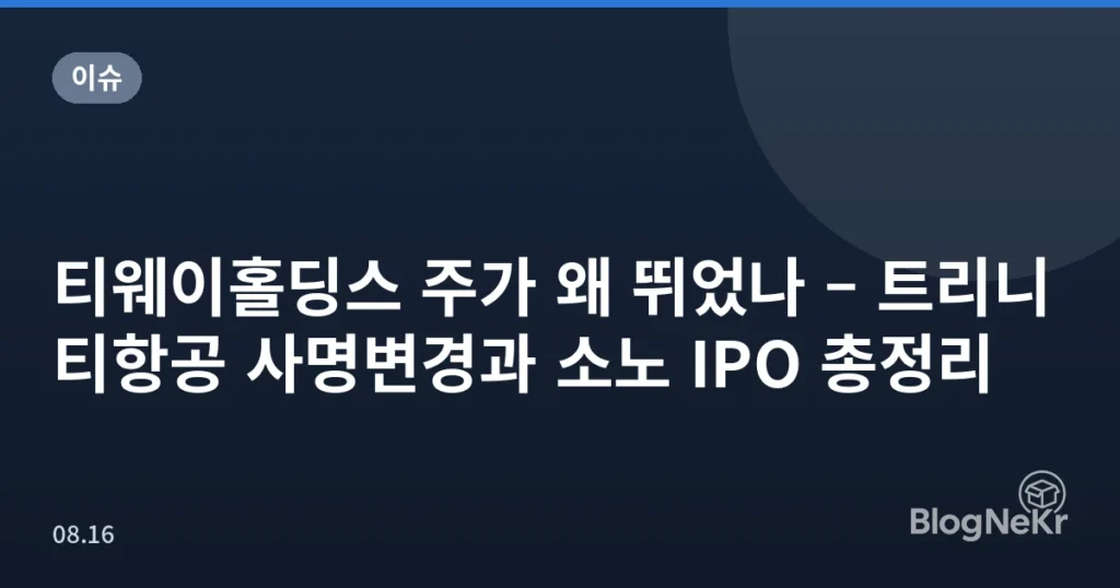 티웨이홀딩스 주가 왜 뛰었나 – 트리니티항공 사명변경과 소노 IPO 총정리