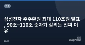 삼성전자 주주환원 최대 110조원 발표, 90조~110조 숫자가 갈리는 진짜 이유