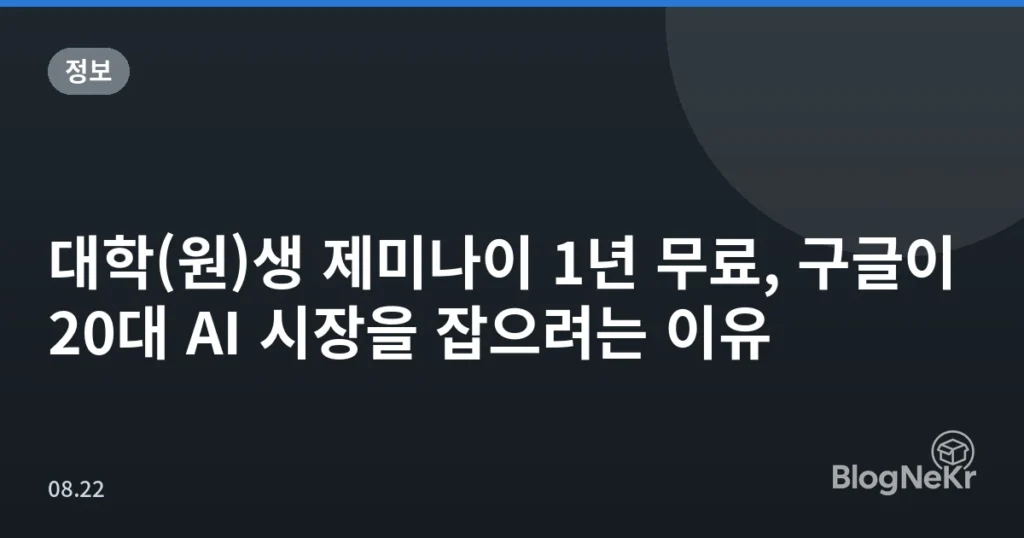 대학(원)생 제미나이 1년 무료, 구글이 20대 AI 시장을 잡으려는 이유