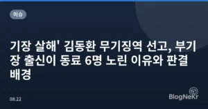 기장 살해’ 김동환 무기징역 선고, 부기장 출신이 동료 6명 노린 이유와 판결 배경