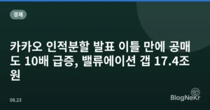 카카오 인적분할 발표 이틀 만에 공매도 10배 급증, 밸류에이션 갭 17.4조원