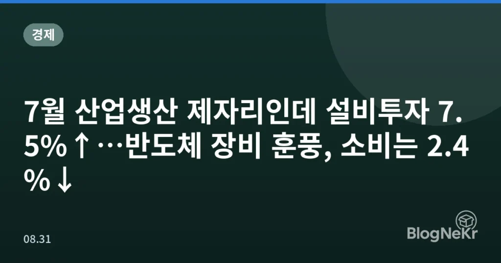 7월 산업생산 제자리인데 설비투자 7.5%↑…반도체 장비 훈풍, 소비는 2.4%↓