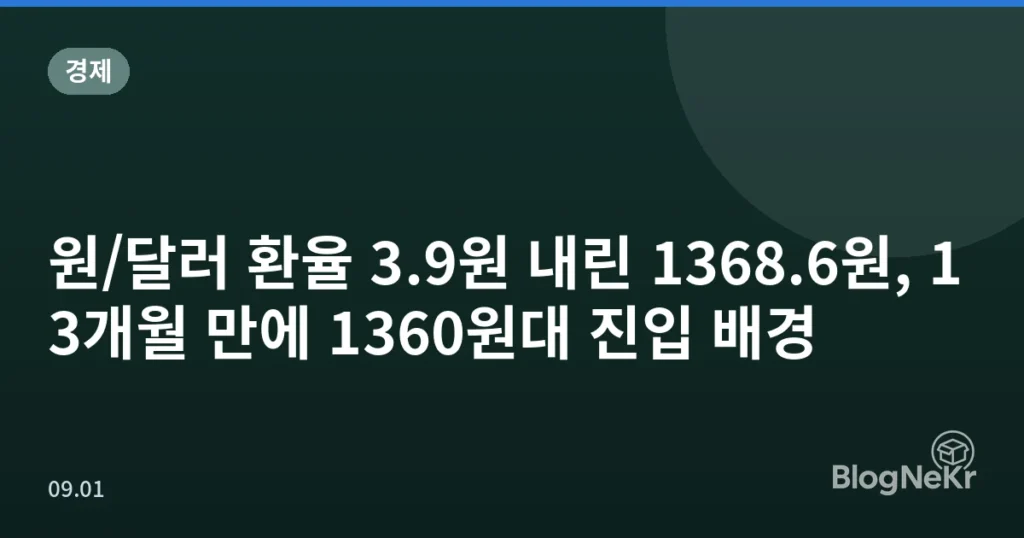 원/달러 환율 3.9원 내린 1368.6원, 13개월 만에 1360원대 진입 배경
