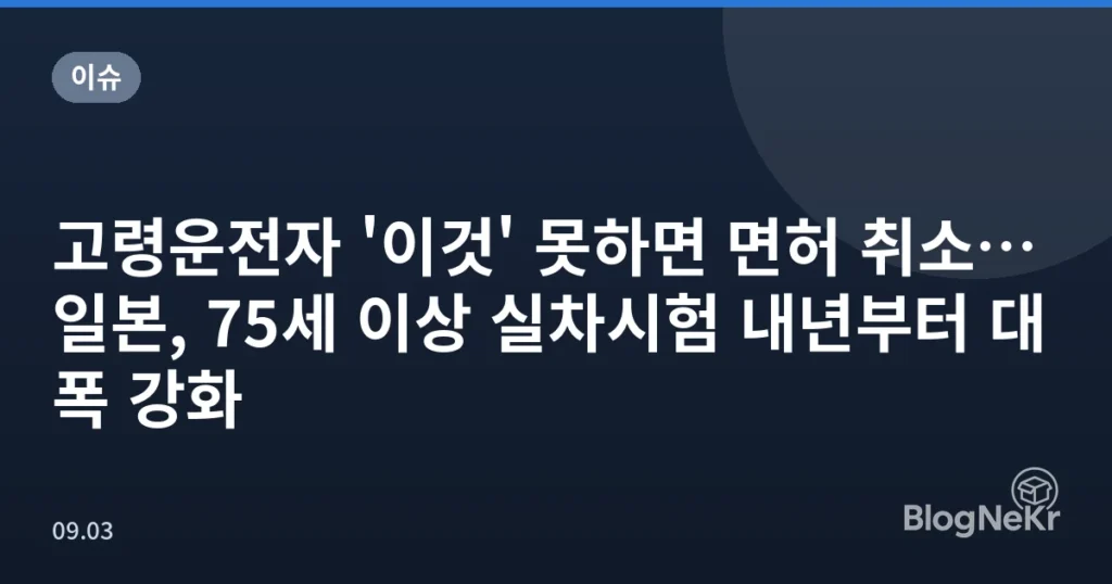 고령운전자 '이것' 못하면 면허 취소…일본, 75세 이상 실차시험 내년부터 대폭 강화