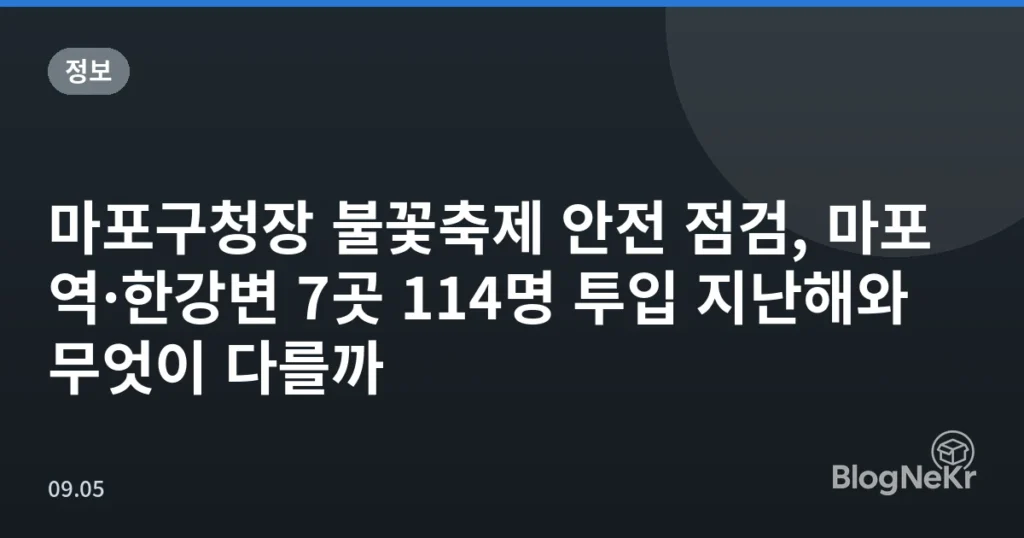마포구청장 불꽃축제 안전 점검, 마포역·한강변 7곳 114명 투입 지난해와 무엇이 다를까