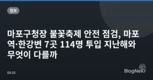 마포구청장 불꽃축제 안전 점검, 마포역·한강변 7곳 114명 투입 지난해와 무엇이 다를까