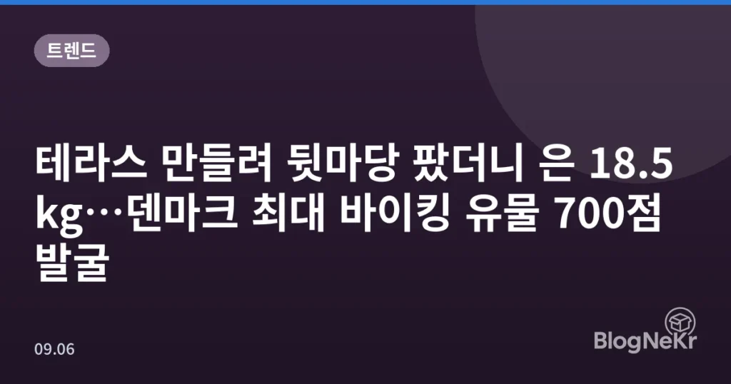 테라스 만들려 뒷마당 팠더니 은 18.5kg…덴마크 최대 바이킹 유물 700점 발굴